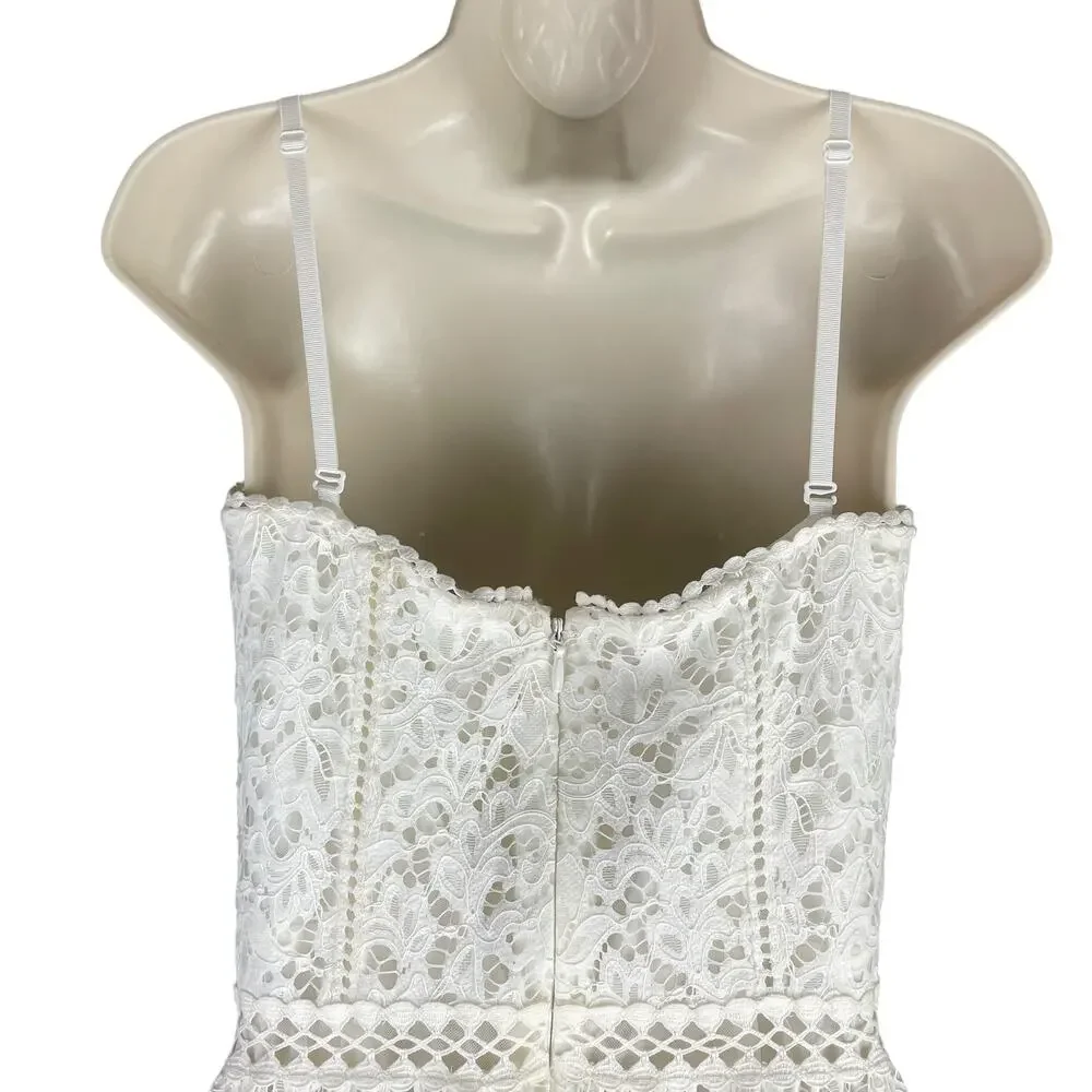 Jonathan Simkhai Strapless Lace Bridal Dress Convertible White Size 6 - Picture 10 of 12